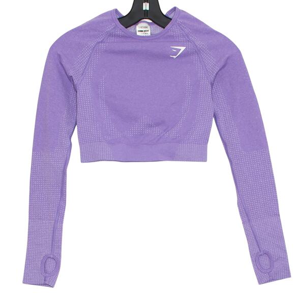Gymshark Vital Crop Top Athleisure Activewear Lounge Minimalist Purple Small - Picture 1 of 6